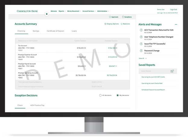 Business Online Banking Demo
